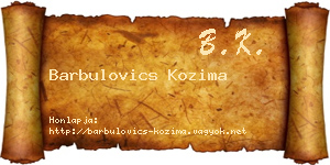 Barbulovics Kozima névjegykártya